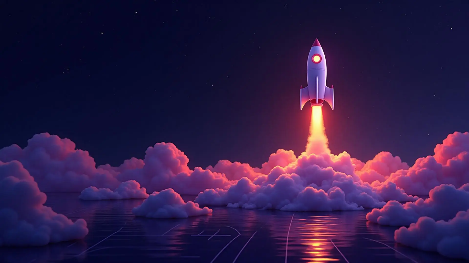 Space background with rockets and stock charts